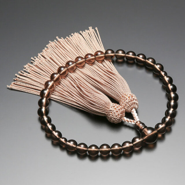 数珠 念珠【女性用 茶水晶 正絹房】 共仕立 天然石 7mm玉 正絹 京都 京