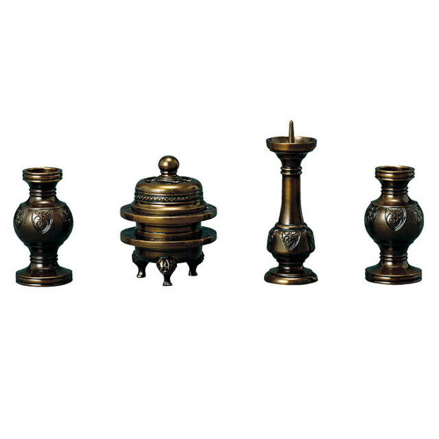 仏具セット【西用 上色 菖蒲彫入 4点セット 1.8寸～3寸