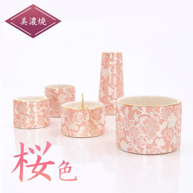 【仏具セット ゆい花 5点セット 選べる5色 2.5寸】