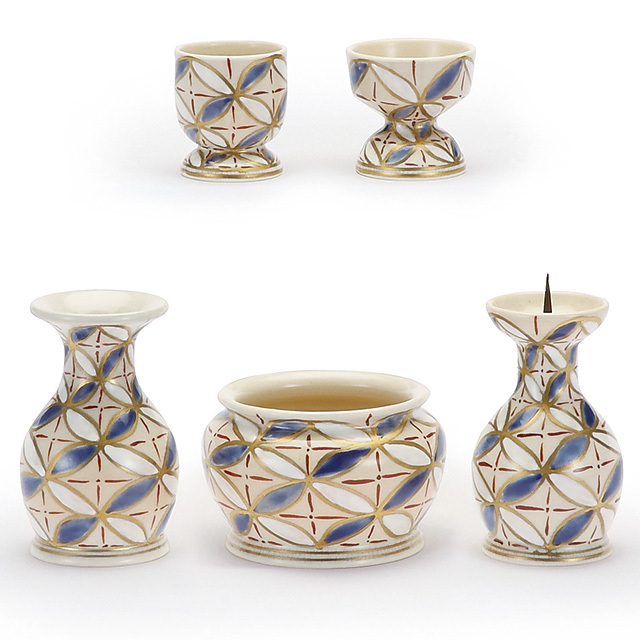 清水焼 仏具 陶器 七宝 5点セット