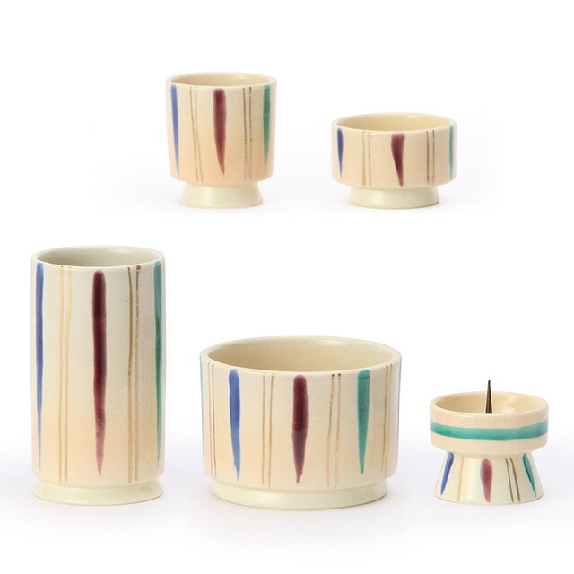 仏具セット【清水焼 仏具 陶器 駒筋 5点セット