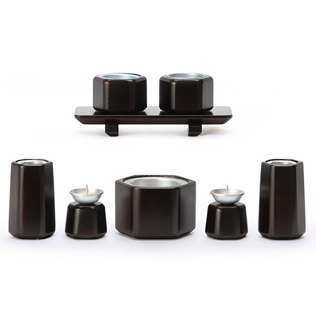 仏具セット【木製仏具 ソレイユ 黒檀色 8点セット