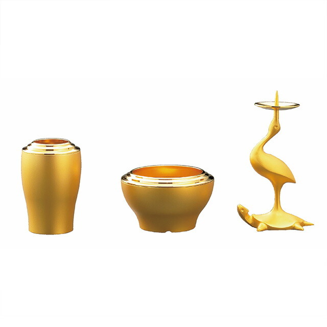 仏具セット【花弥陀 丸型 消メッキ 3点セット 2.5寸・3寸