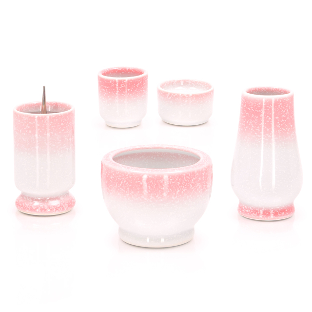 仏具セット【有田焼 ほほえみ ブルー・ピンク 5点セット】有田焼 仏具