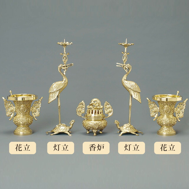 仏具セット【仏光寺派阿弥陀堂型 5点セット 極上磨 3.5寸～4.5寸