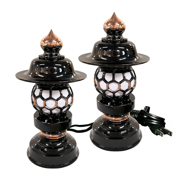 仏具【灯篭 アンチ製 丸形灯籠 ブロンズ 5寸～10.0寸】一対（２つセット）5.0寸・6.0寸・7.0寸・8.0寸・10.0寸 置き灯篭 置き灯籠 お仏壇 仏壇 小物