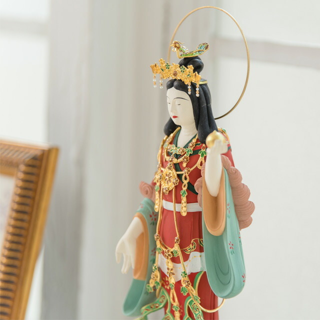 仏像 RIYAK 彩色吉祥天（七宝焼） PREMIER】お仏壇 仏壇 小物 木彫り