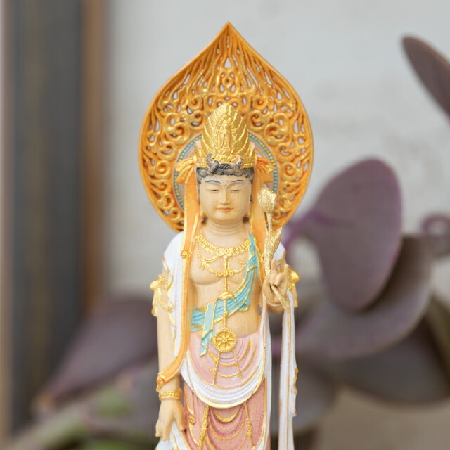 仏像 RIYAK 彩色聖観音 BASIC】お仏壇 仏壇 小物 木彫り 彫刻