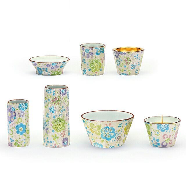 仏具セット【有田焼 仏具 陶器 叶夢 杏花 7点セット】お仏壇 仏壇 小物 おしゃれ ミニ
