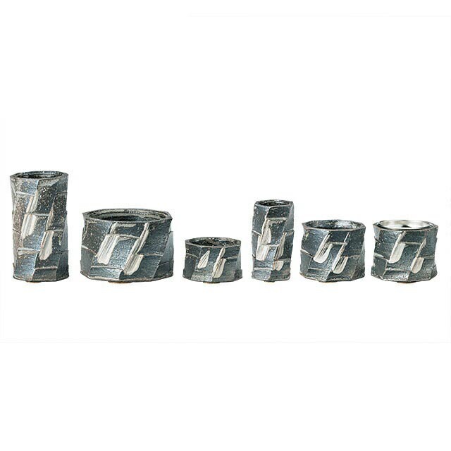 仏具セット【信楽焼 黒はけ面取り 6点セット】国産 仏具 前香炉 香炉 丸香炉 茶湯器 茶器 水入れ 仏飯器 仏器 花立て 火立て ろうそく立て 線香差し  ミニ ミニ仏具 黒 ブラック お仏壇 仏壇 小物