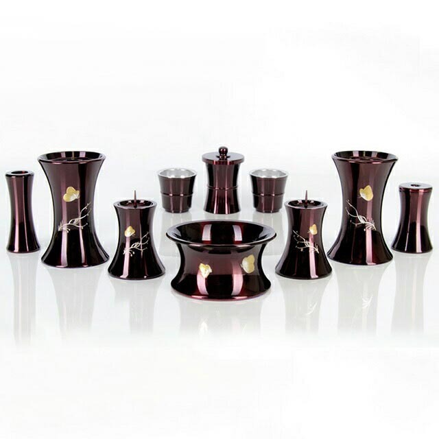 仏具セット【流水型 ワインボカシパピヨン 10点セット 3寸・3.5寸】モダン仏具 お仏壇 仏壇 小物 かわいい 可愛い 人気仏具セット 花立て 火立て 香炉 仏器 仏飯器 仏茶器