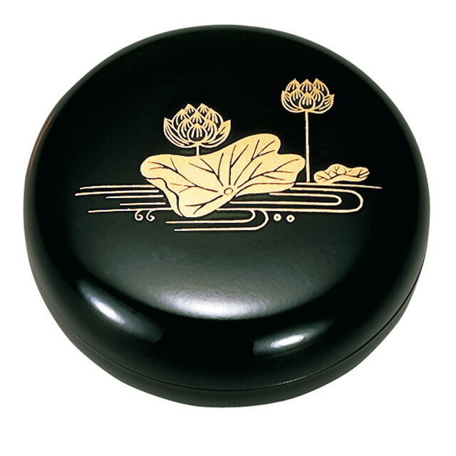 【日本製 PC 香合 黒 蓮 ネジ式 2.5寸～2.8寸】