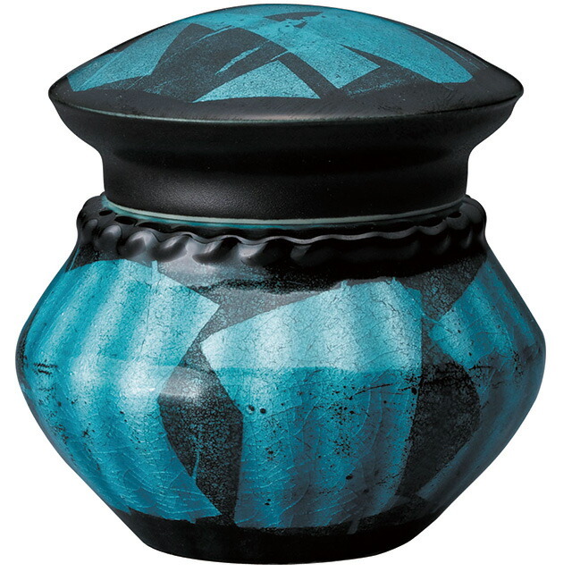 骨壷 ミニ骨壺【九谷焼 上絵付け lien リアン 天目銀彩エメラルドグリーン】