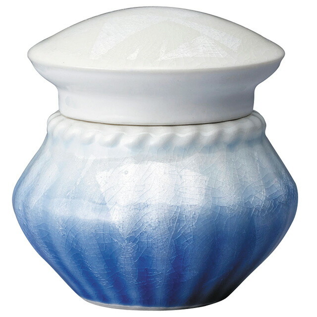 骨壷 ミニ骨壺【九谷焼 上絵付け lien リアン 銀彩ブルー】