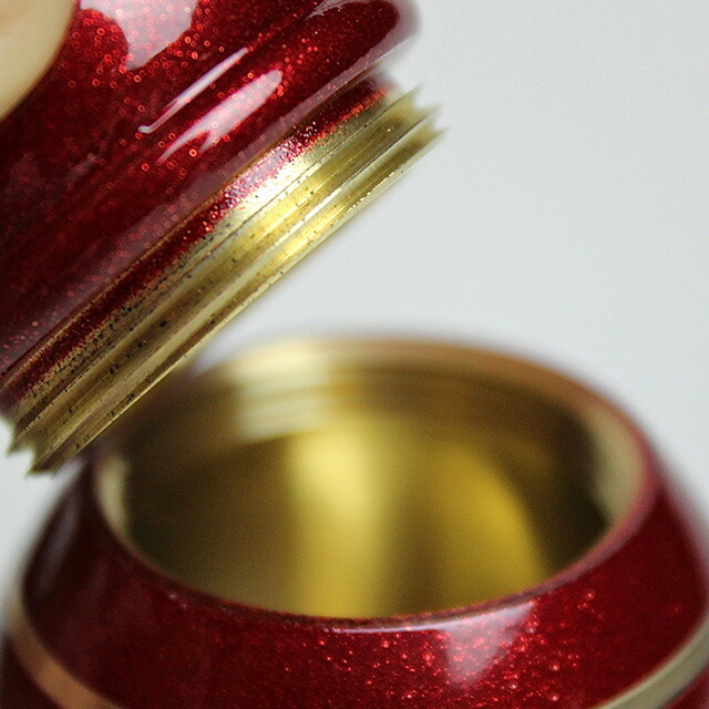 インド　壺　真鍮　赤色 骨壷 手元供養 ミニ骨壺【心 赤暁（あかつき）】 小型骨壺 日本製 富山