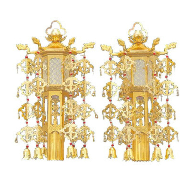 仏具【在家用 アルミ 照明幢幡 金色 (1対) 5寸 6.5寸 8寸】5.0寸・6.5寸・8.0寸 お仏壇 仏壇 小物 おすすめ 人気