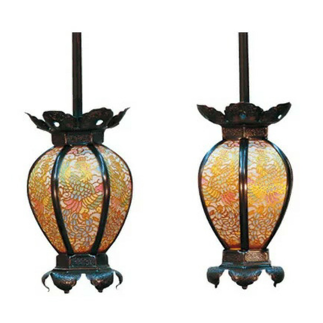 仏具【真鍮 陰雲型 灯篭 彩色鳳凰透 イブシ (小～特大)】吊り灯篭 吊灯篭 灯籠 灯篭 燈籠 燈篭 登楼 仏具 仏事用品 仏壇用品] お仏壇 仏壇 小物 おすすめ 人気