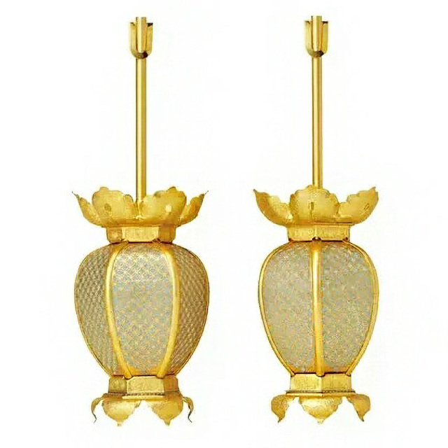 仏具【真鍮 七宝型 灯篭 消金 (小 中 大)】吊り灯篭 吊灯篭 灯籠