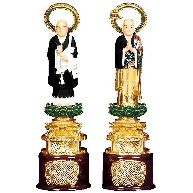 【仏像 極上彩色 立両大師台付 4寸～5寸】