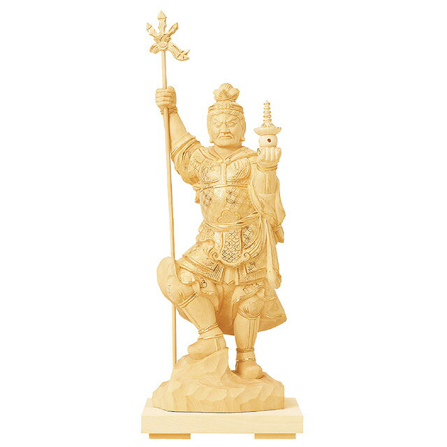 【仏像 柘植 毘沙門天 金泥書 4～6寸】