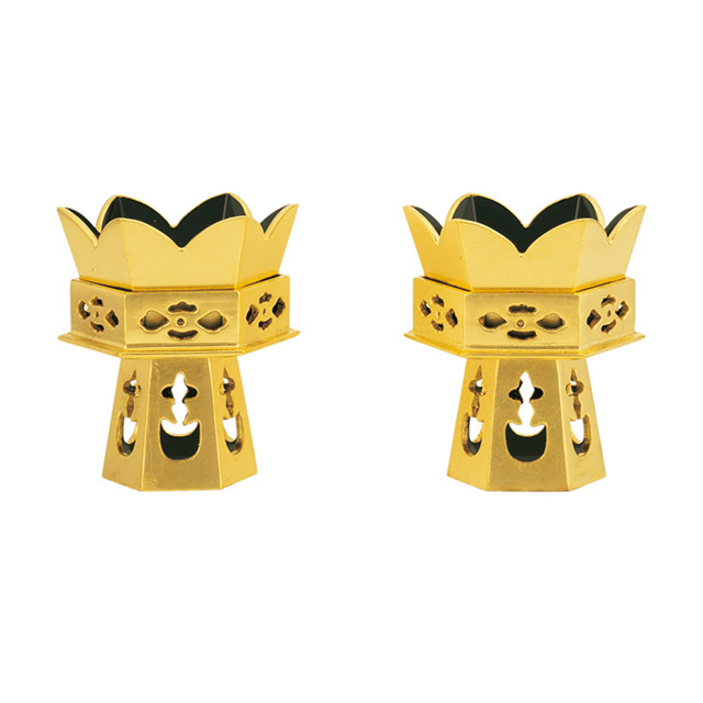 仏具【供花 木製 六角供花 総金 背短 2～2.5寸】供花 浄土真宗用 本願寺派 お供え 六角供笥(くげ) 供花 お西 仏具用品 仏壇用品 仏事用品 お仏壇 仏壇 小物 おすすめ 人気