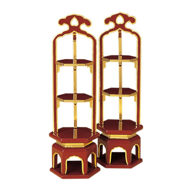 仏具【段盛 木製 若葉段盛 純金 朱 3～5寸】段盛 浄土真宗用 お供え 仏具用品 仏壇用品 仏事用品 お仏壇 仏壇 小物 おすすめ 人気