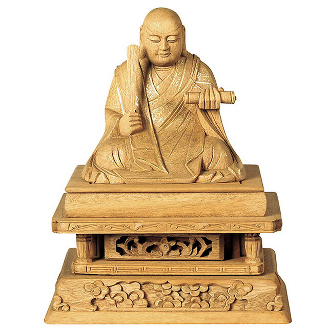 【仏像 楠木地彫 日蓮 金泥書 1.8～3.5寸】