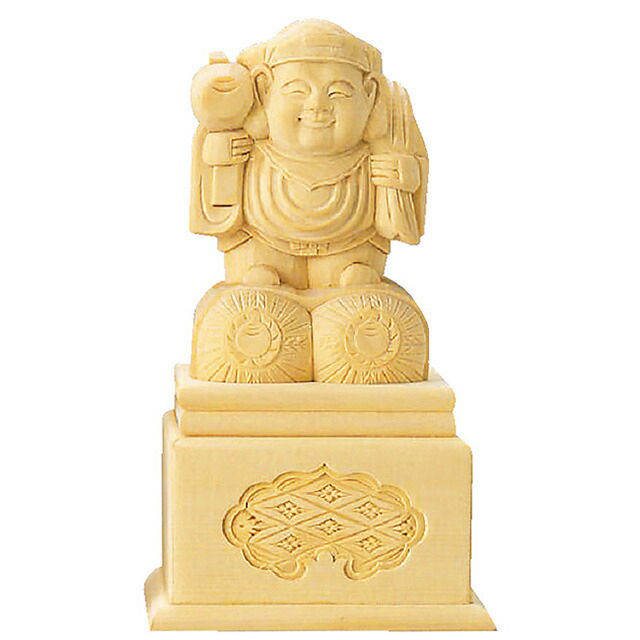【仏像 総白木 大黒天 高台付 2～3寸】