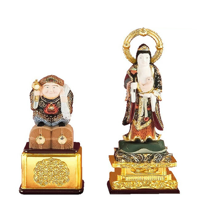 【仏像 極上彩色 大黒天 2寸・子安鬼子母神 4寸】