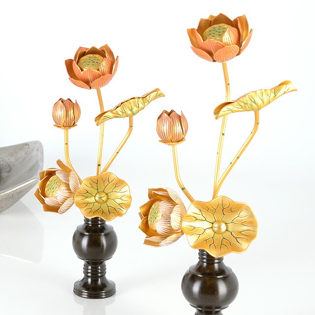 仏具【アルミ常花 3寸5本立 淡彩色 一対 (華鋲用) ※花立別売】 小常花