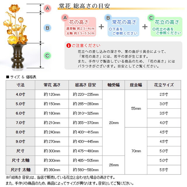 【アルミ 常花 4寸9本立 金色 ※花立別売】