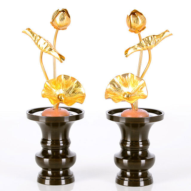 【真鍮製常花 3寸3本立 消金】