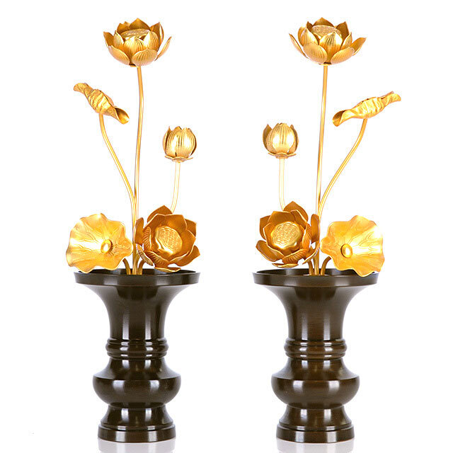 【真鍮製常花 6寸5本立 消金】