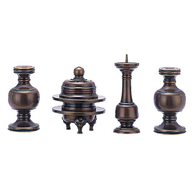 仏具セット【西用 鍋長色 無地 4点セット 1.8寸～2.8寸