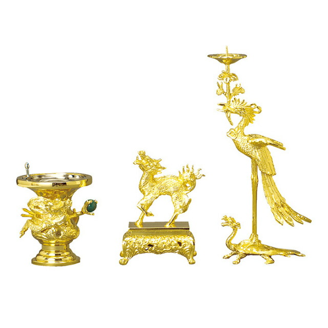 仏具セット【高田派 金メッキ セ印 3点セット 3.5寸～4.5寸