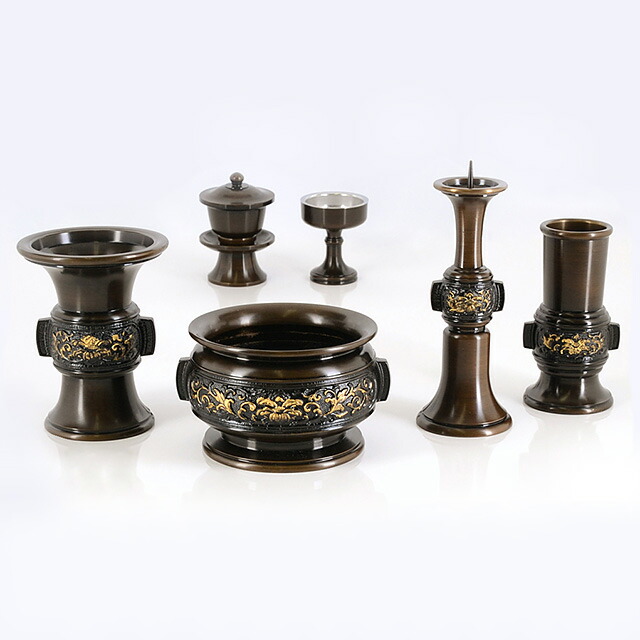 仏具セット【精華型 黒光色 6点セット 3寸・3.5寸・4寸・4.5寸