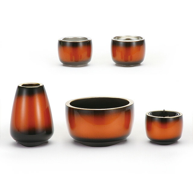 仏具セット【真鍮製 ゆめあかり レザーブラウン 5点セット