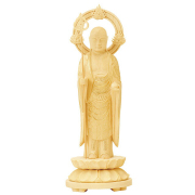 【特価・新品】 地蔵菩薩　柘植　総高さ約16㎝ 　仏像　地蔵 仏像 地蔵菩薩 榧製 八角台座 4寸 高さ19.6cm（お地蔵様 お地蔵