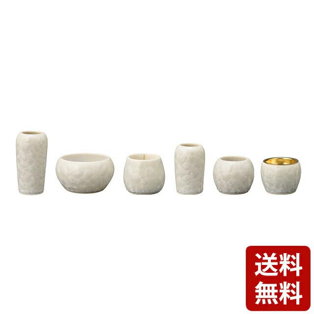 仏具セット【京都 清水焼 花結晶2 白雪 6点セット 3.0寸】仏具 6具足 モダン 家具調 現代調 仏壇用品 香炉灰 お仏壇 仏壇 小物 仏具 セット 線香立て 仏飯器 穀物 おしゃれ かわいい
