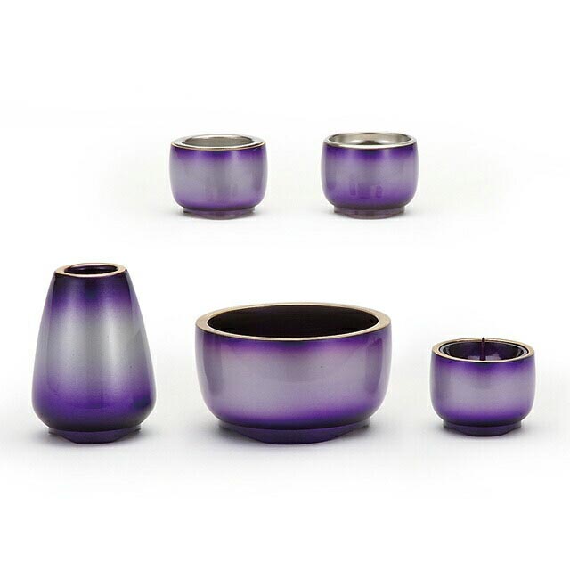 仏具セット【真鍮製 ゆめあかり ロイヤルパープル 5点セット】お仏壇 仏壇 小物 おしゃれ ミニ