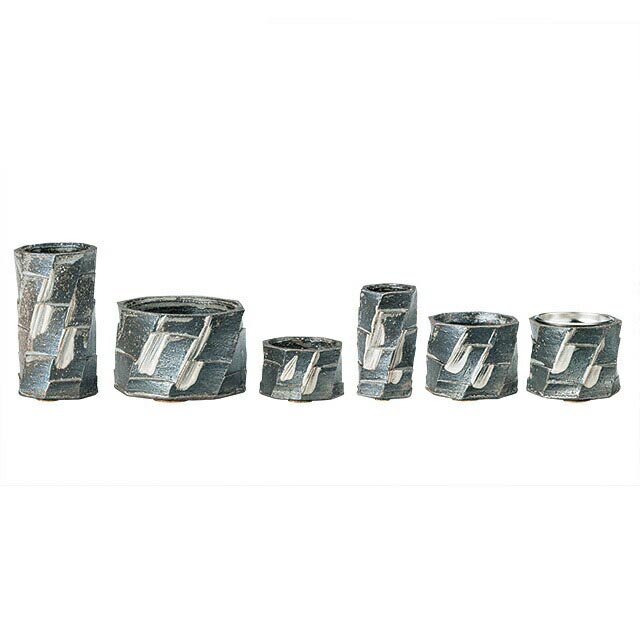 仏具セット【信楽焼 黒はけ面取り 6点セット】国産 仏具 前香炉 香炉 丸香炉 茶湯器 茶器 水入れ 仏飯器 仏器 花立て 火立て ろうそく立て 線香差し  ミニ ミニ仏具 黒 ブラック お仏壇 仏壇 小物