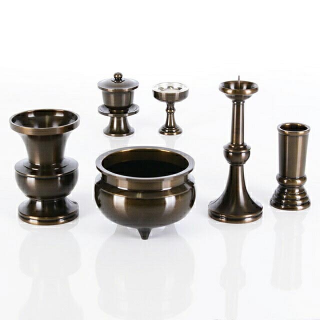 仏具セット【新成型 鍋長色 6点セット 3.0寸～4.0寸】お仏壇 仏壇 小物 仏具 セット 線香立て 仏飯器 穀物 おしゃれ かわいい