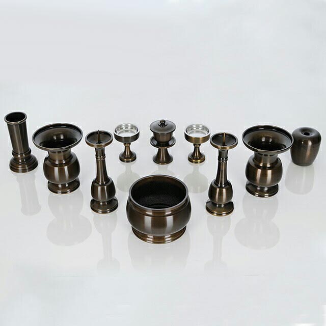 仏具セット【瑞鳳型 国光色 10点セット 3.0寸～4.5寸】前香炉 丸香炉 香炉 茶湯器 茶器 仏器 仏飯器 仏茶器 花立 仏壇 花瓶 火立て ローソク立て 線香差し マッチ消し お仏壇 仏壇 小物 おしゃれ ミニ