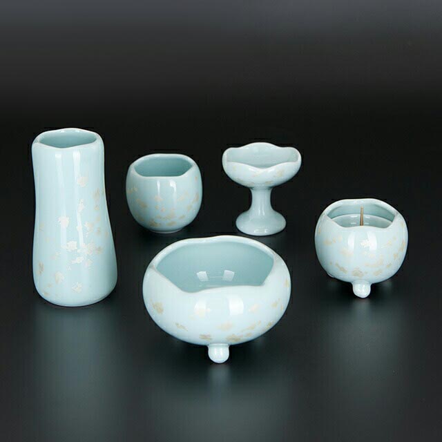 仏具セット【ほのか ミントグリーン 5点セット 3.0寸】お仏壇 仏壇 小物 おしゃれ ミニ シンプル