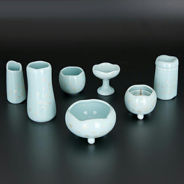 仏具セット【ほのか ミントグリーン 7点セット 3.0寸】お仏壇 仏壇 小物 おしゃれ ミニ シンプル