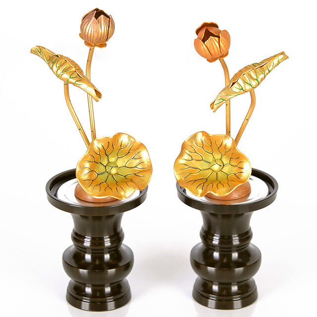 【アルミ常花 3寸3本立 淡彩色 一対】