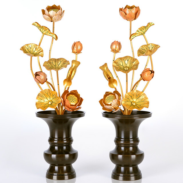 【アルミ常花 8寸9本立 淡彩色 一対 ※花立別売】