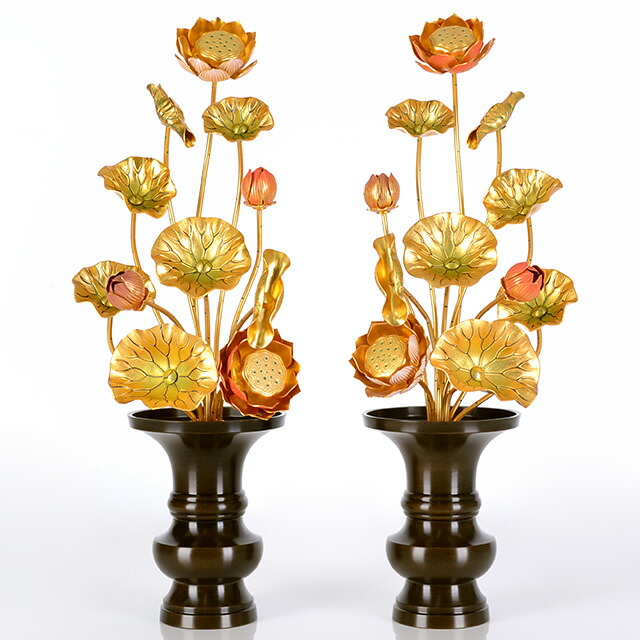 【アルミ常花 尺寸11本立 淡彩色 一対】