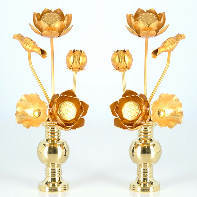 【真鍮製常花 3寸5本立消金 華鋲用】