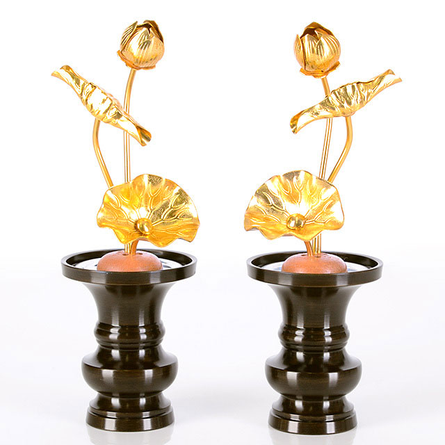 【真鍮製常花 3寸3本立 消金】